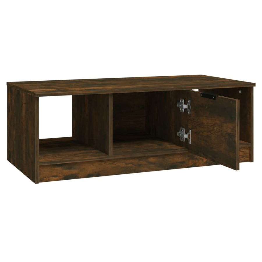 Salontafel 102X50X36 Cm Bewerkt Hout Gerookt Eikenkleurig