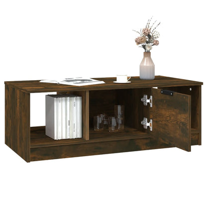 Salontafel 102X50X36 Cm Bewerkt Hout Gerookt Eikenkleurig