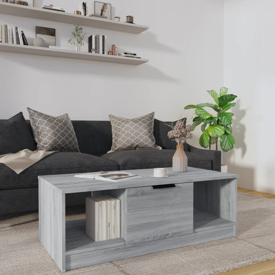 Salontafel 102X50X36 Cm Bewerkt Hout Grijs Sonoma Eikenkleurig