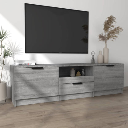 Tv-meubel 140x35x40 cm bewerkt hout grijs sonoma eikenkleurig Grijs sonoma