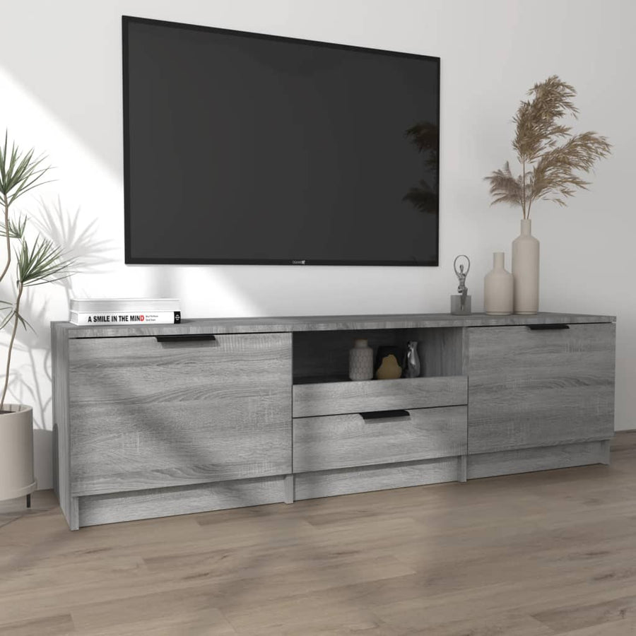 Tv-meubel 140x35x40 cm bewerkt hout grijs sonoma eikenkleurig Grijs sonoma