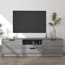 Tv-meubel 140x35x40 cm bewerkt hout grijs sonoma eikenkleurig Grijs sonoma