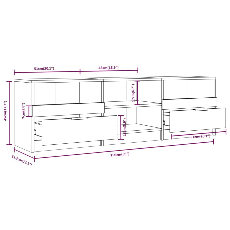 Tv-Meubel 50X33,5X45 Cm Bewerkt Hout Kleurig Gerookt eiken