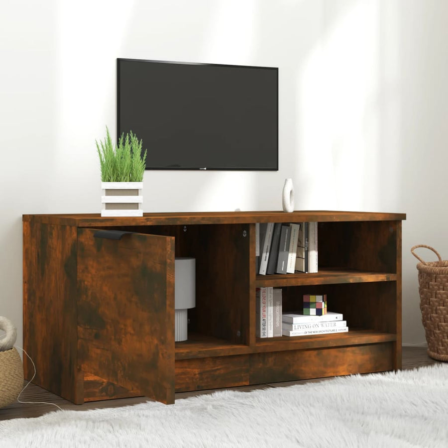 Tv-meubel 80x35x36,5 cm bewerkt hout gerookt eikenkleurig 1 Gerookt eiken