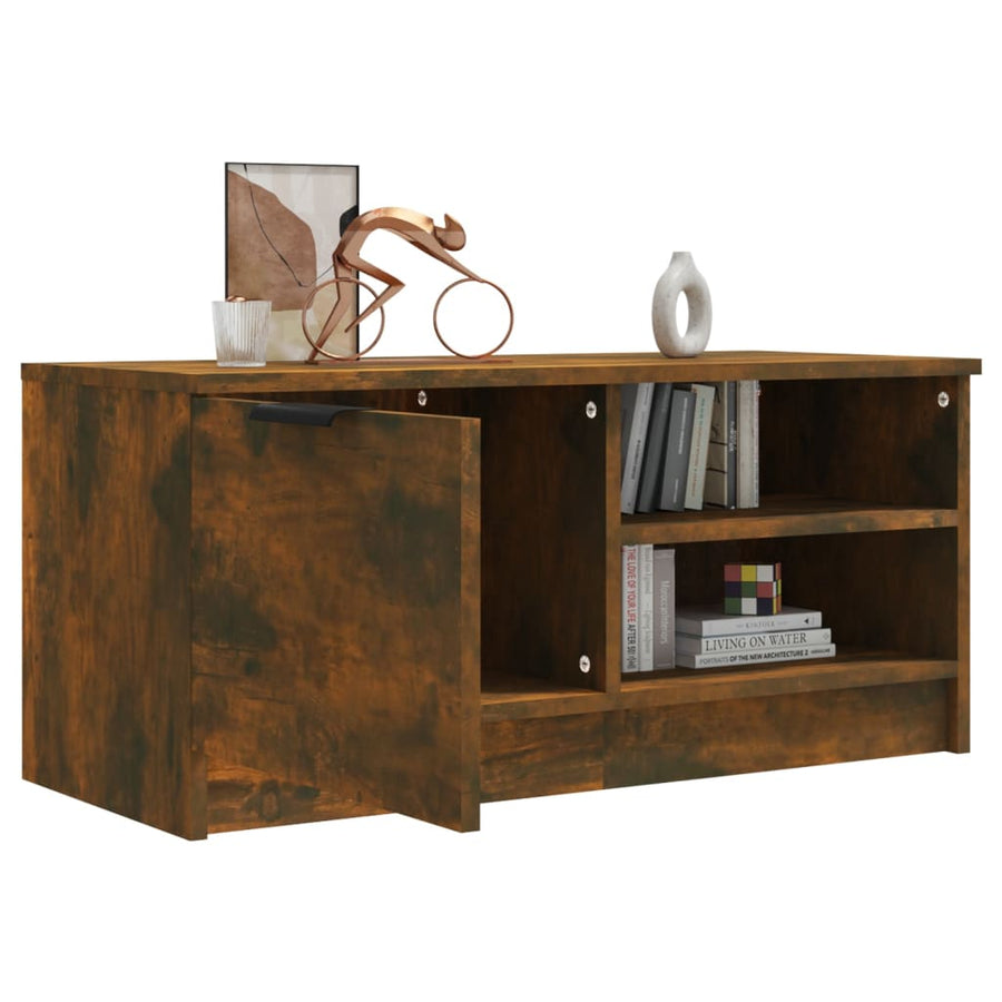 Tv-meubel 80x35x36,5 cm bewerkt hout gerookt eikenkleurig 1 Gerookt eiken