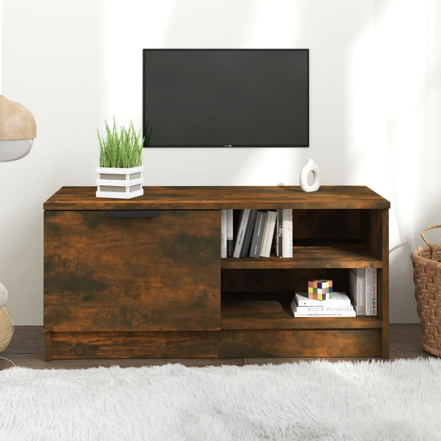 Tv-meubel 80x35x36,5 cm bewerkt hout gerookt eikenkleurig 1 Gerookt eiken