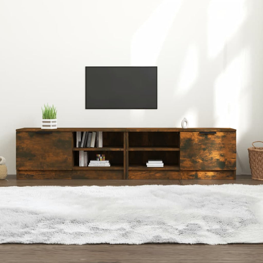 Tv-meubelen 2 st 80x35x36,5 cm bewerkt hout gerookt eikenkleur 2 Gerookt eiken