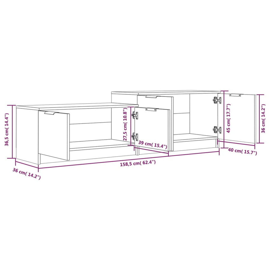 Tv-Meubel 58,5X36X45 Cm Bewerkt Hout Kleurig Gerookt eiken