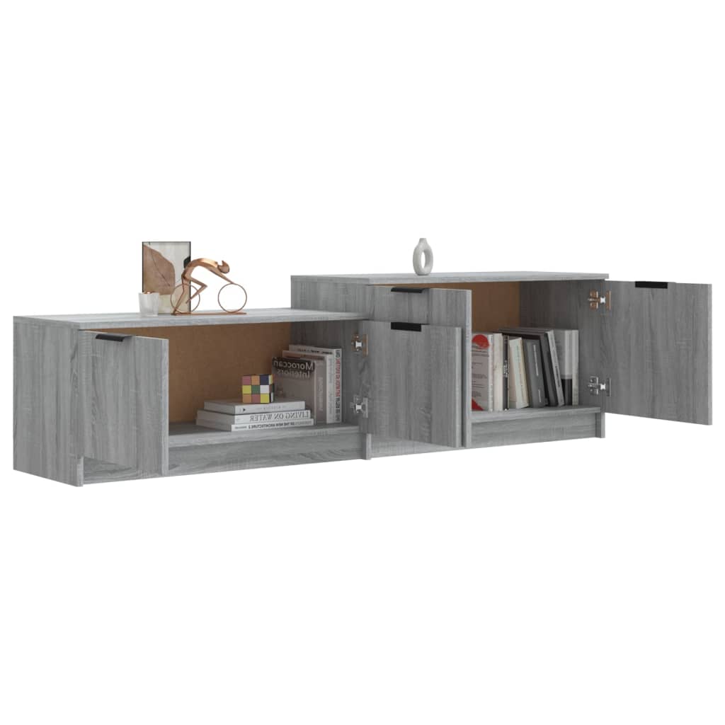 Tv-Meubel 58,5X36X45 Cm Bewerkt Hout Eikenkleurig Grijs sonoma