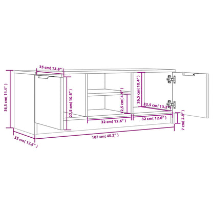 Tv-Meubel 102X35X36,5 Cm Bewerkt Hout bruin eikenkleur