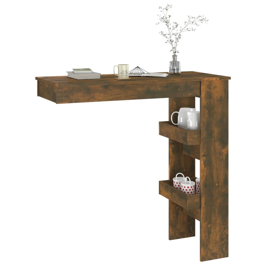 Bartafel Wandgemonteerd 02X45X03,5 Cm Bewerkt Hout Eikenkleur Gerookt eiken