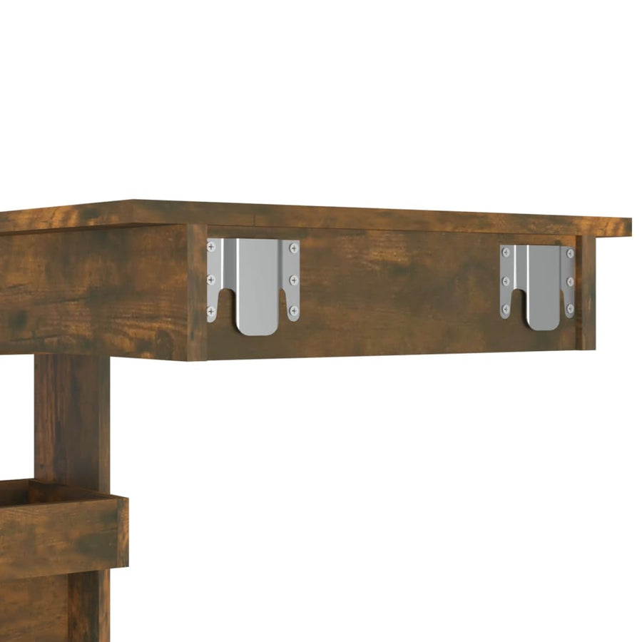 Bartafel Wandgemonteerd 02X45X03,5 Cm Bewerkt Hout Eikenkleur Gerookt eiken