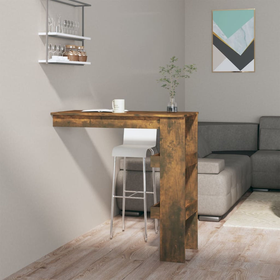 Bartafel Wandgemonteerd 02X45X03,5 Cm Bewerkt Hout Eikenkleur Gerookt eiken
