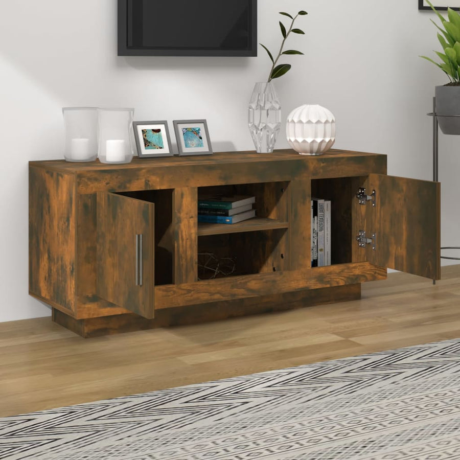 Tv-Meubel 102X35X45 Cm Bewerkt Hout Kleurig Gerookt eiken