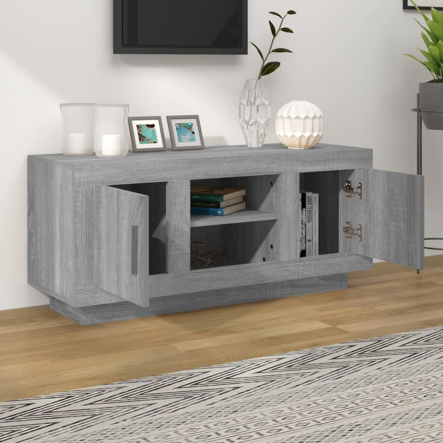 Tv-Meubel 02X35X45 Cm Bewerkt Hout Eikenkleurig Grijs sonoma
