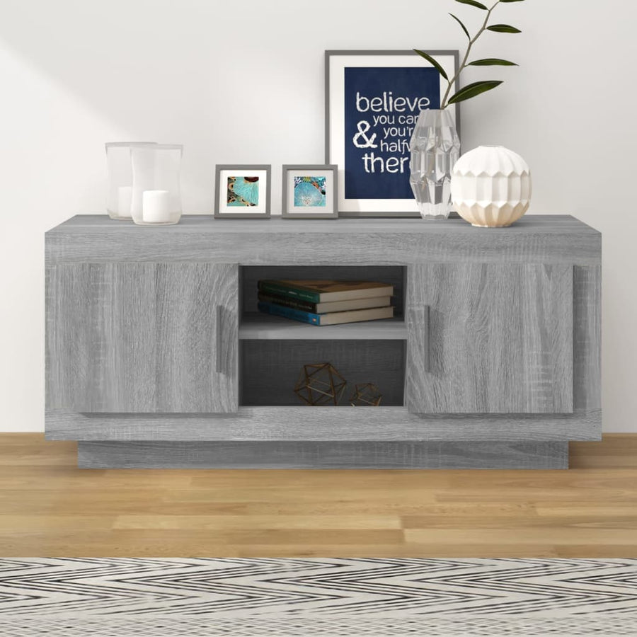 Tv-Meubel 02X35X45 Cm Bewerkt Hout Eikenkleurig Grijs sonoma