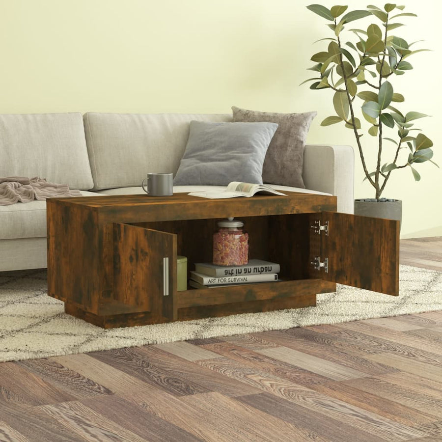 Salontafel 02X50X45 Cm Bewerkt Hout Kleurig Gerookt eiken