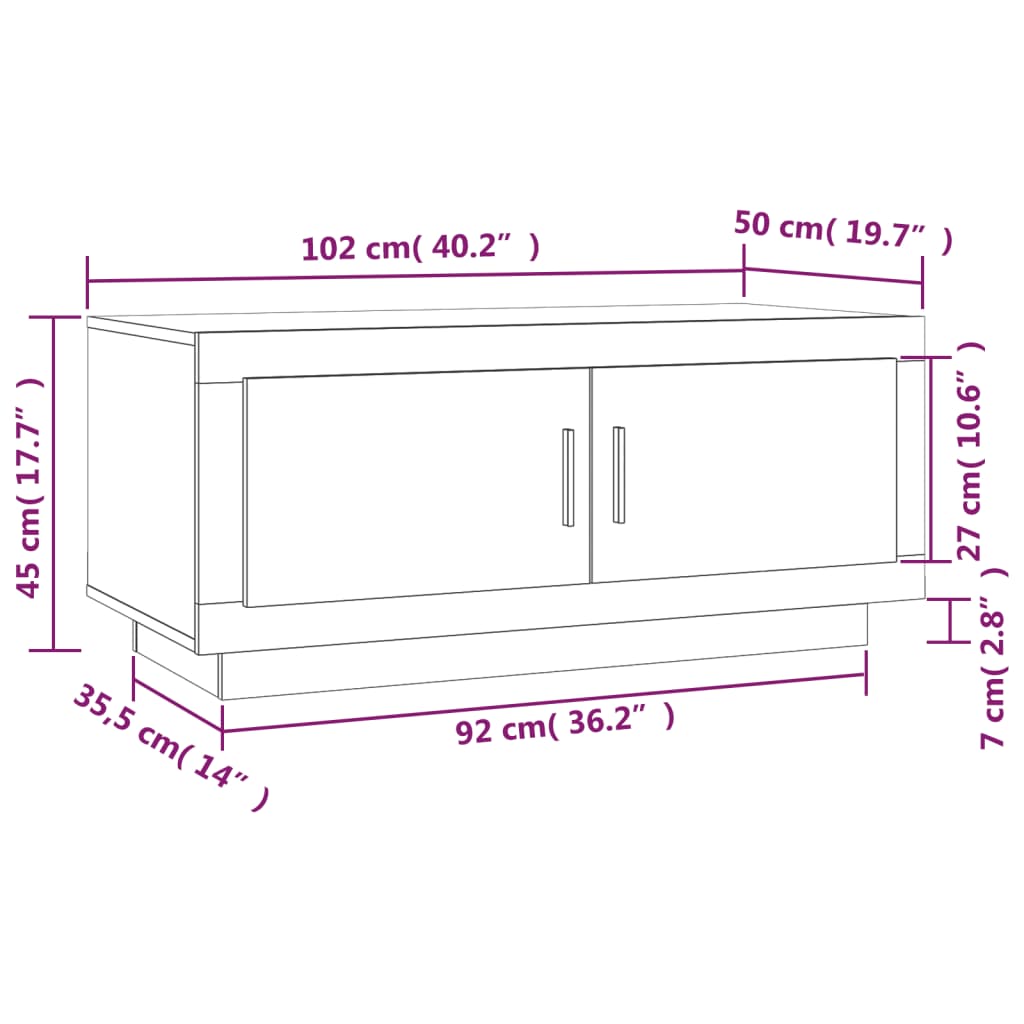 Salontafel 02X50X45 Cm Bewerkt Hout Kleurig Gerookt eiken