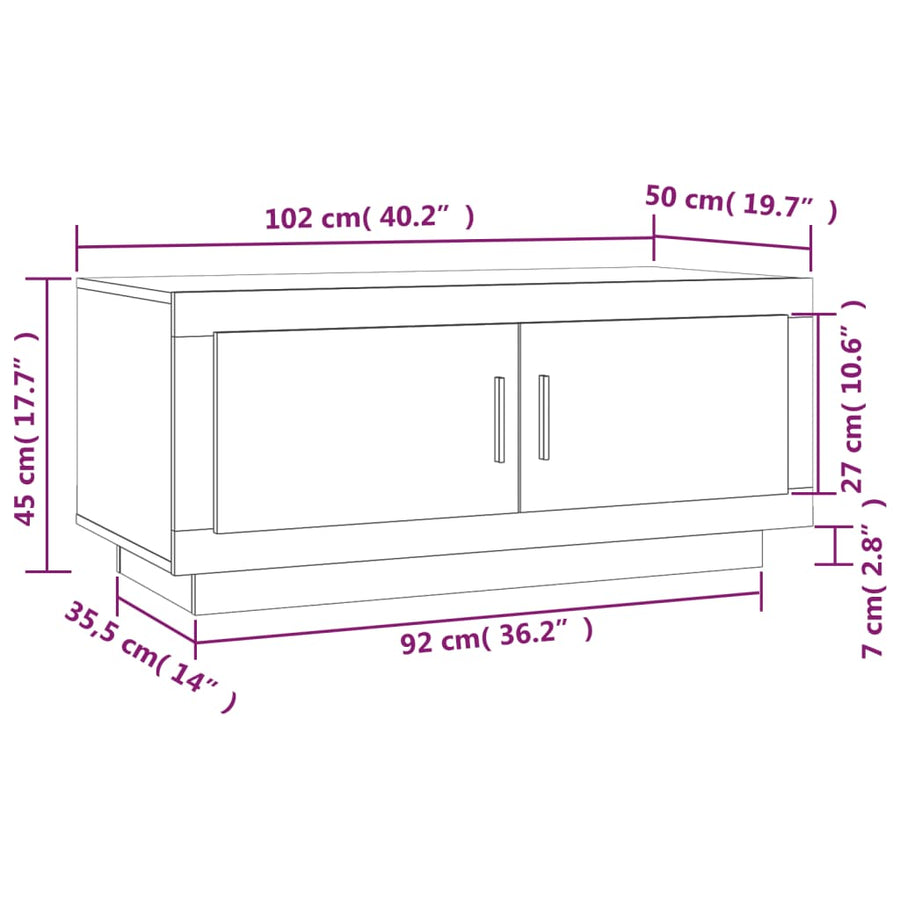 Salontafel 02X50X45 Cm Bewerkt Hout Kleurig Gerookt eiken