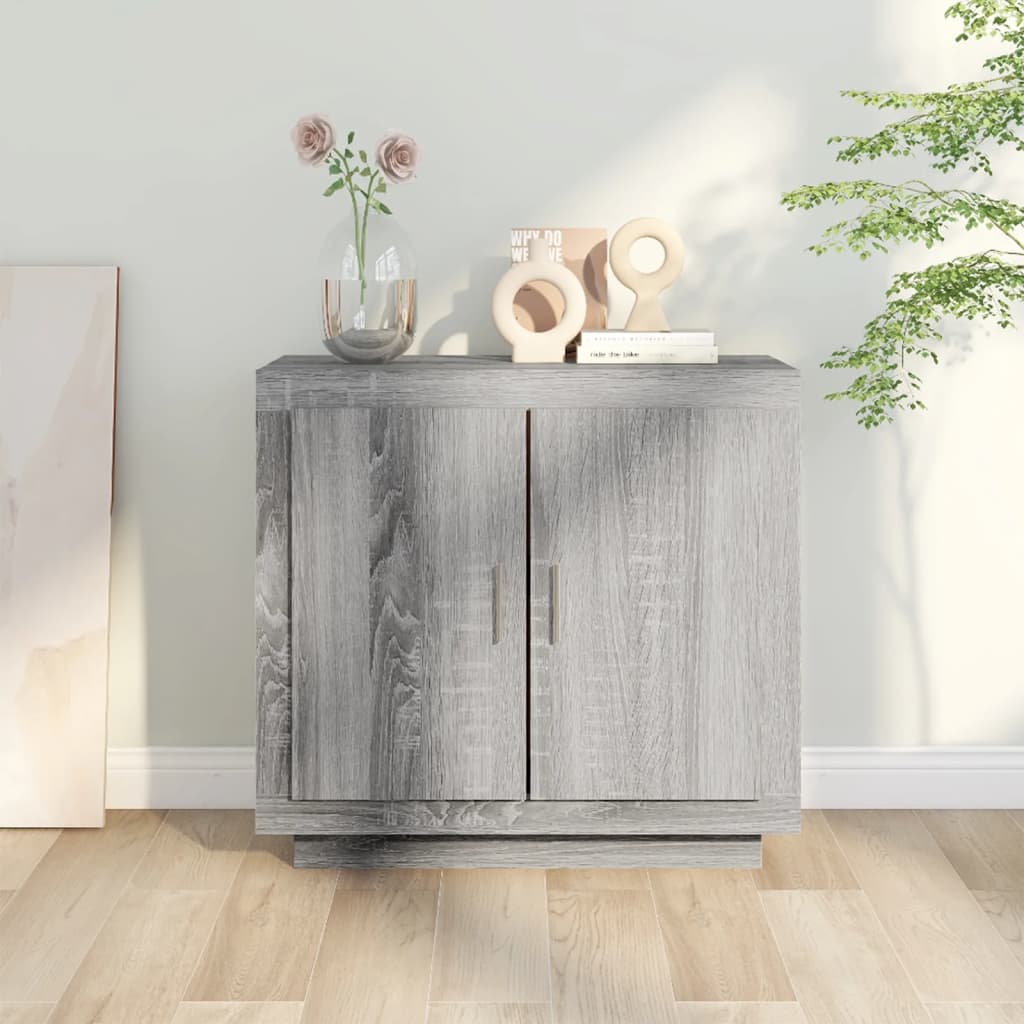 Dressoir 80X40X75 Cm Bewerkt Hout Eikenkleurig Grijs sonoma