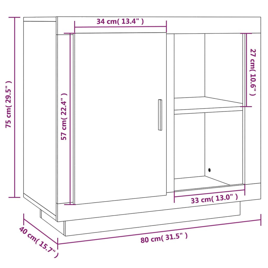 Dressoir 80X40X75 Cm Eikenkleurig Grijs sonoma