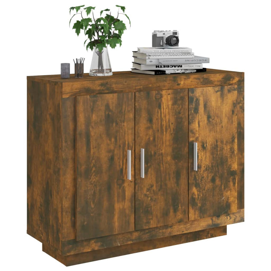 Dressoir 92X35X75 Cm Bewerkt Hout Gerookt Eikenkleurig