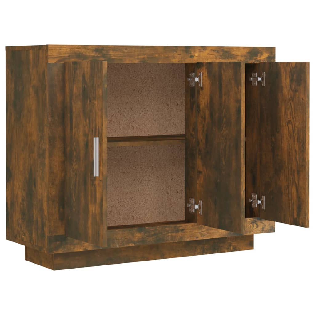Dressoir 92X35X75 Cm Bewerkt Hout Gerookt Eikenkleurig