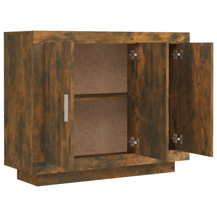 Dressoir 92X35X75 Cm Bewerkt Hout Gerookt Eikenkleurig