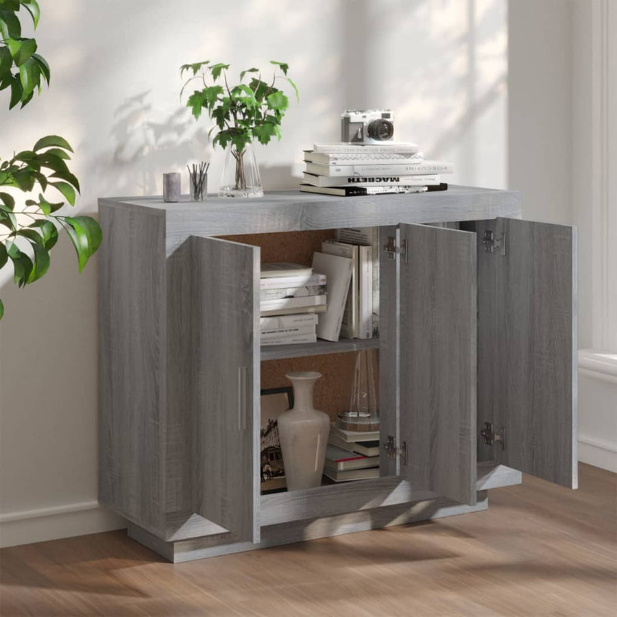Dressoir 92X35X75 Cm Bewerkt Hout Grijs Sonoma Eikenkleurig