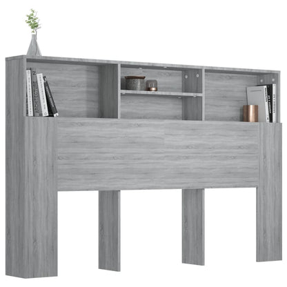 Hoofdbordkast 60X9X03,5 Cm Eikenkleurig Grijs sonoma