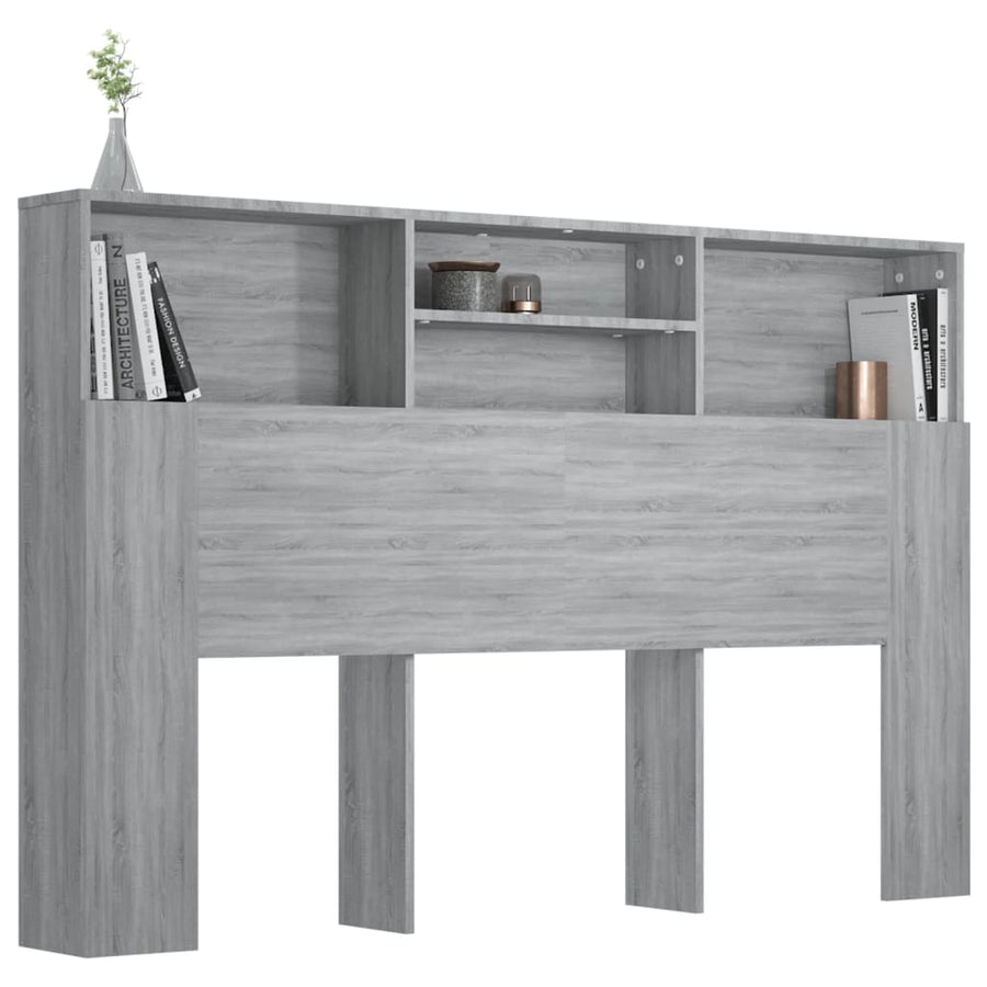 Hoofdbordkast 60X9X03,5 Cm Eikenkleurig Grijs sonoma