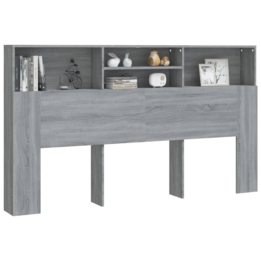 Hoofdbordkast 80X9X03,5 Cm Eikenkleurig Grijs sonoma
