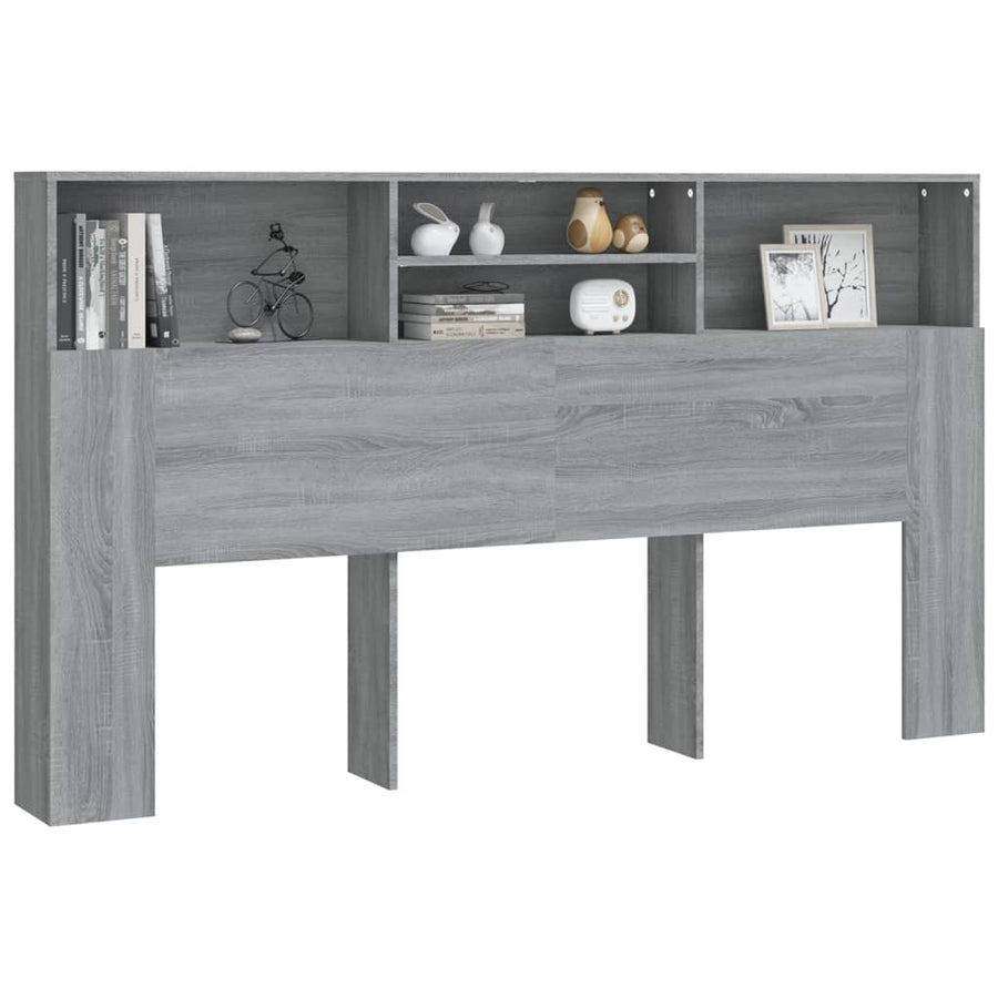 Hoofdbordkast 80X9X03,5 Cm Eikenkleurig Grijs sonoma