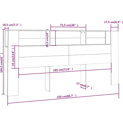 Hoofdbordkast 220X18,5X104,5 Cm Grijs Sonoma Eikenkleurig