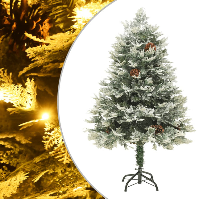 Kerstboom met LED en dennenappels 150 cm PVC en PE groen