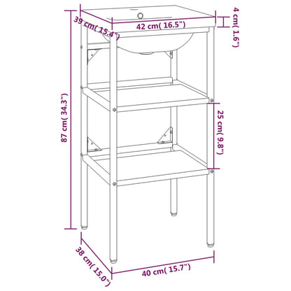 Wastafelframe Met Inbouwwastafel Ijzer Wit 40 x 38 x 83 cm