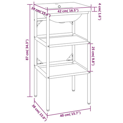 Wastafelframe Met Inbouwwastafel Ijzer 40 x 38 x 83 cm Zwart