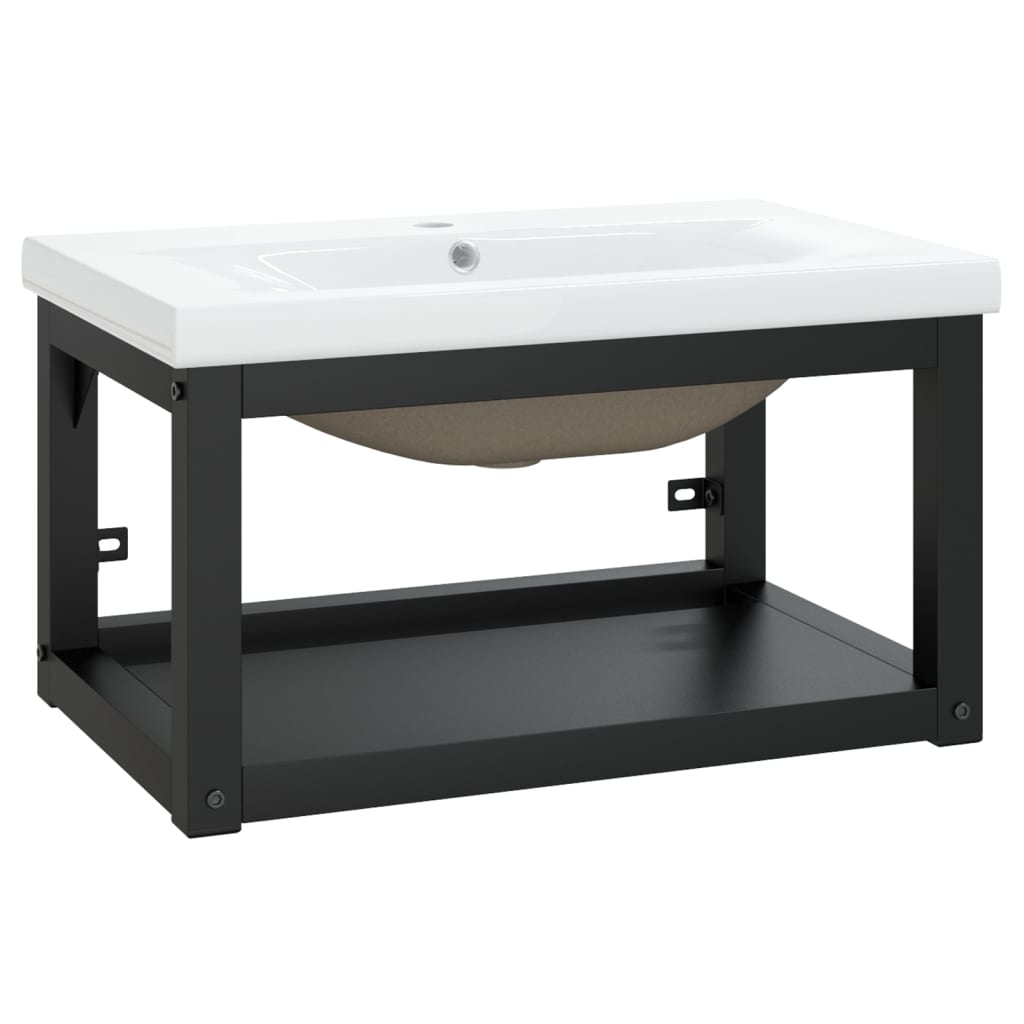 Wastafelframe Met Inbouwwastafel Ijzer Zwart 1 59 x 38 x 31 cm