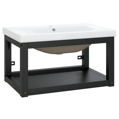 Wastafelframe Met Inbouwwastafel Ijzer Zwart 1 59 x 38 x 31 cm