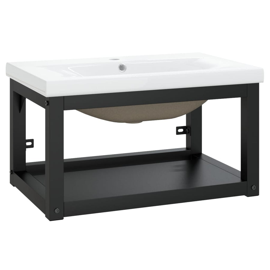 Wastafelframe Met Inbouwwastafel Ijzer Zwart 1 59 x 38 x 31 cm