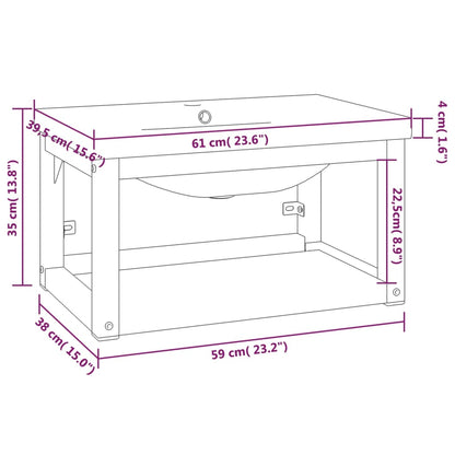 Wastafelframe Met Inbouwwastafel Ijzer Zwart 1 59 x 38 x 31 cm
