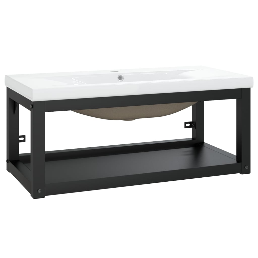 Wastafelframe Met Inbouwwastafel Ijzer 79 x 38 x 31 cm Zwart