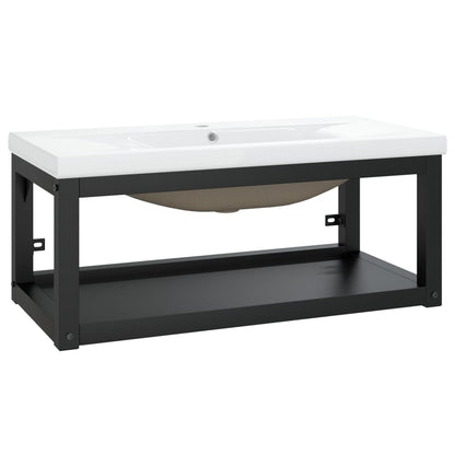 Wastafelframe Met Inbouwwastafel Ijzer 79 x 38 x 31 cm Zwart
