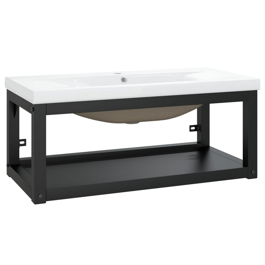 Wastafelframe Met Inbouwwastafel Ijzer 79 x 38 x 31 cm Zwart