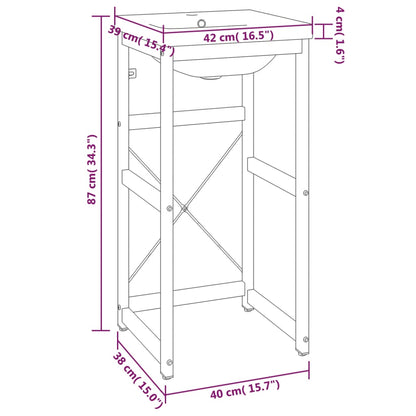 Wastafelframe Met Inbouwwastafel Ijzer Wit 40 x 38 x 83 cm
