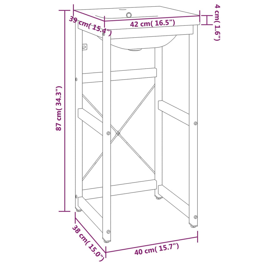 Wastafelframe Met Inbouwwastafel Ijzer Wit 40 x 38 x 83 cm
