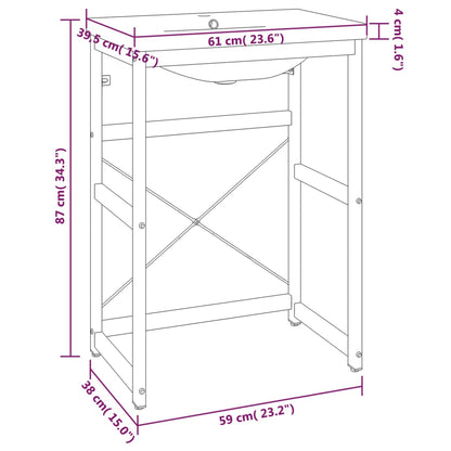 Wastafelframe met inbouwwastafel ijzer wit 59 x 38 x 83 cm Wit