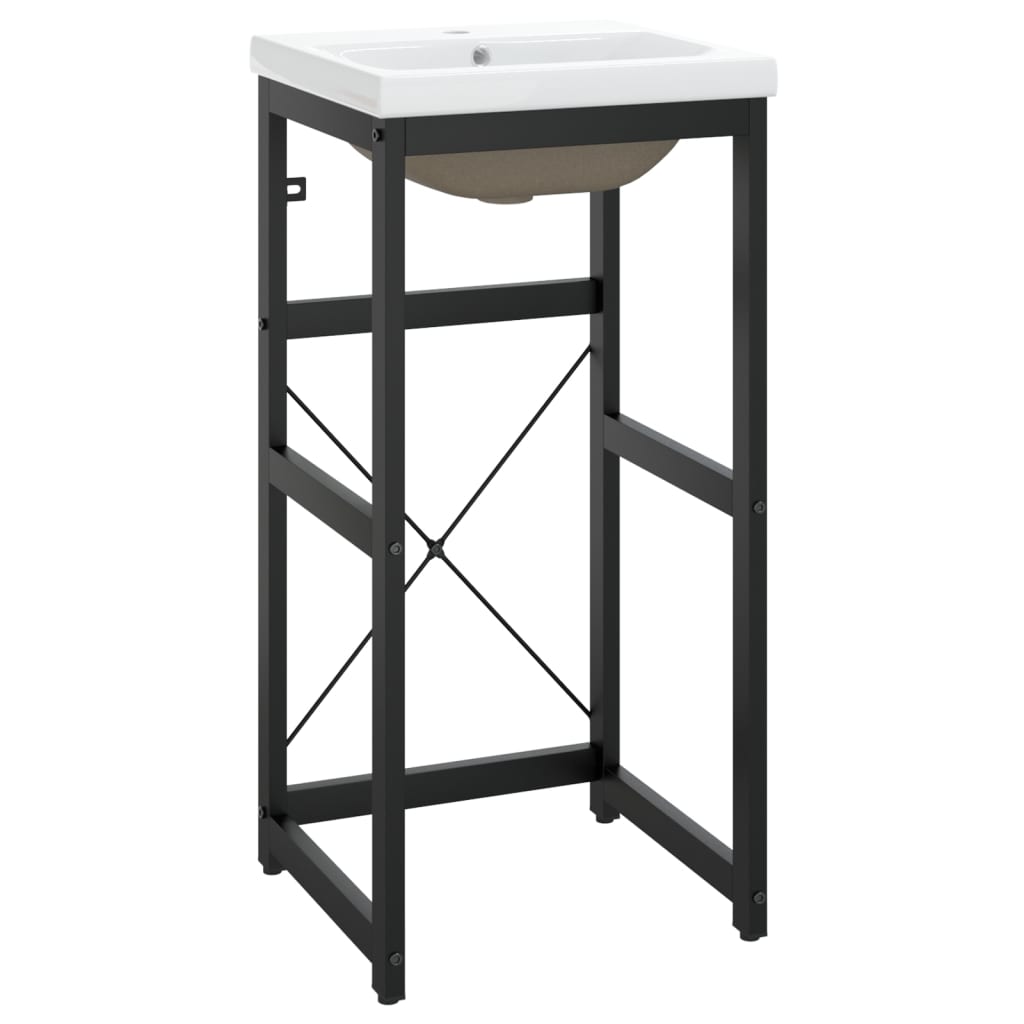 Wastafelframe Met Inbouwwastafel Ijzer 40 x 38 x 83 cm Zwart