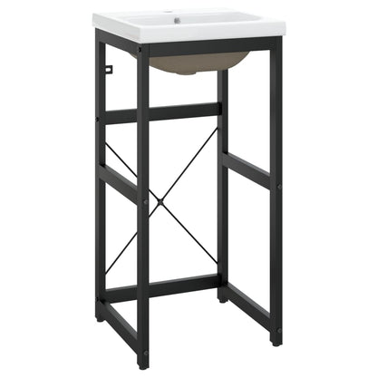 Wastafelframe Met Inbouwwastafel Ijzer 40 x 38 x 83 cm Zwart