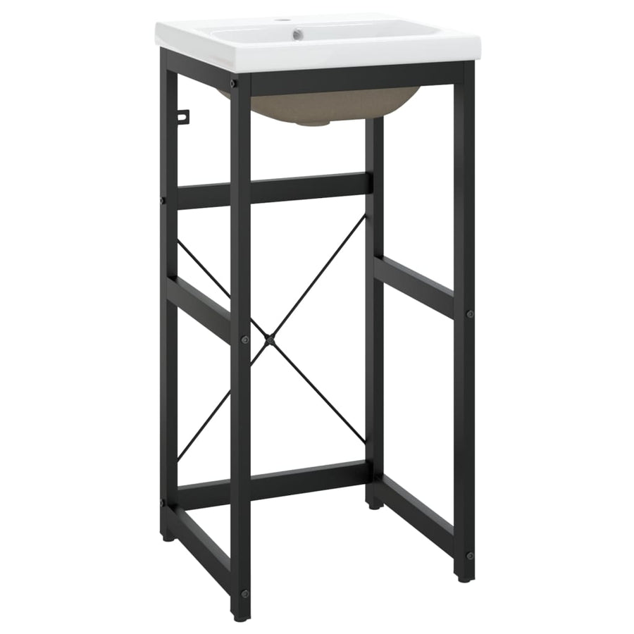 Wastafelframe Met Inbouwwastafel Ijzer 40 x 38 x 83 cm Zwart